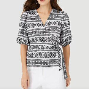 Ann Taylor - Dobby Belted Wrap Blouse (Size Petite Small)